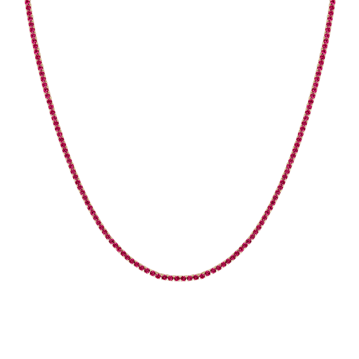 Lab Grown Red Ruby Tennis Necklace