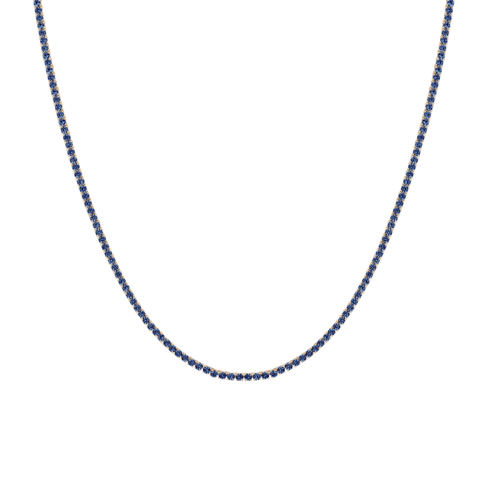 Lab Grown Blue Sapphire Tennis Necklace