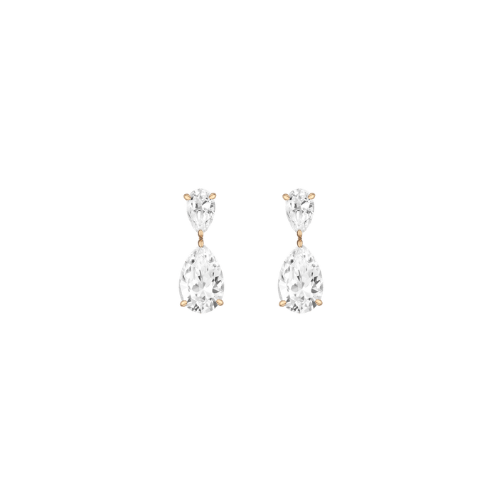 Lab Grown White Sapphire Pear Drop Earrings