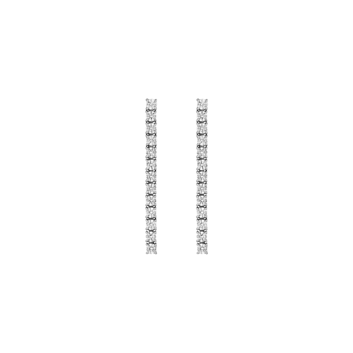 Stainless Steel Lab Grown White Sapphire Tennis Earrings