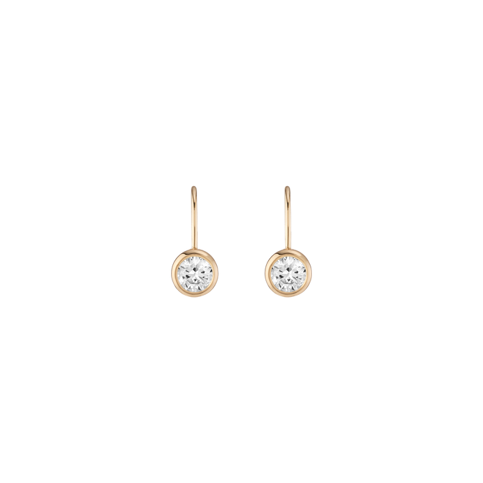 Round Lab Grown Diamond Bezel Drop Earrings