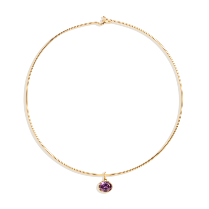 Lab Grown Amethyst Oval Pendant Collar Necklace