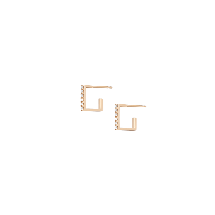 Diamond Square Huggie Earrings