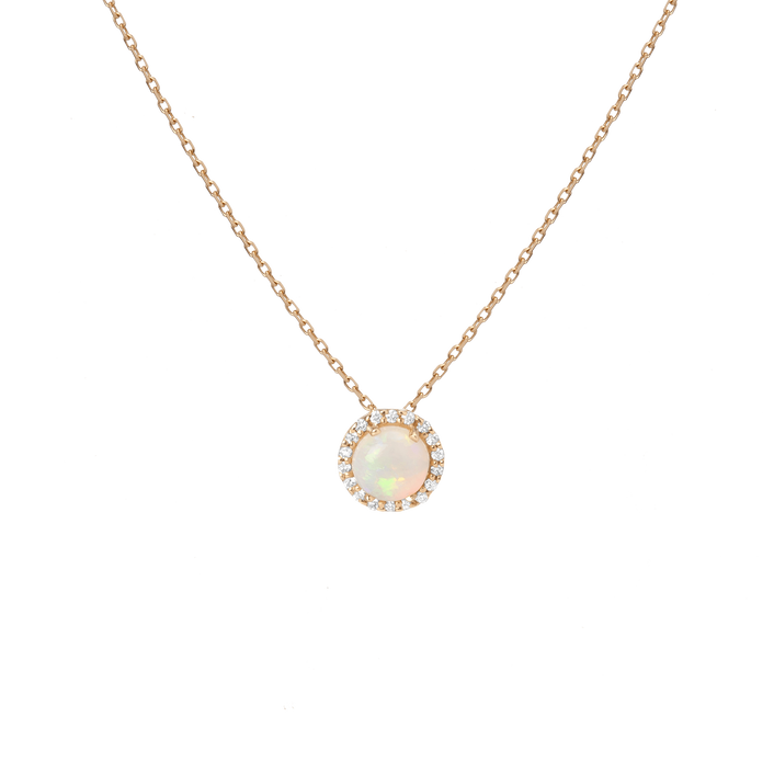 Halo Diamond Opal Pendant