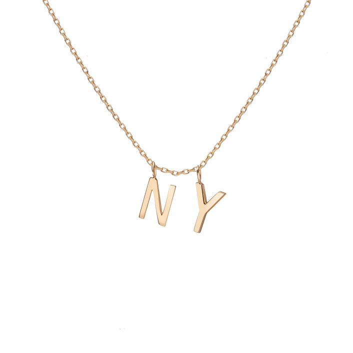 Double Mini Gold Letter Charm Pendant