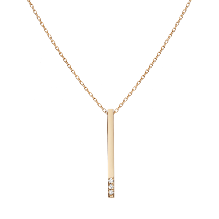 Short Gold Bar Drop Necklace with Diamonds