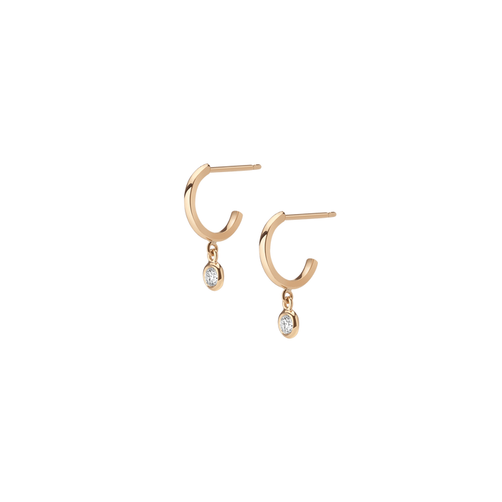 Huggie Earrings with Bezel
