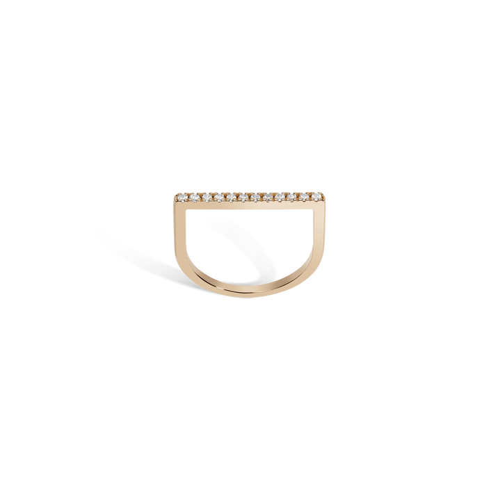 Diamond Bar Square Ring with White Diamonds