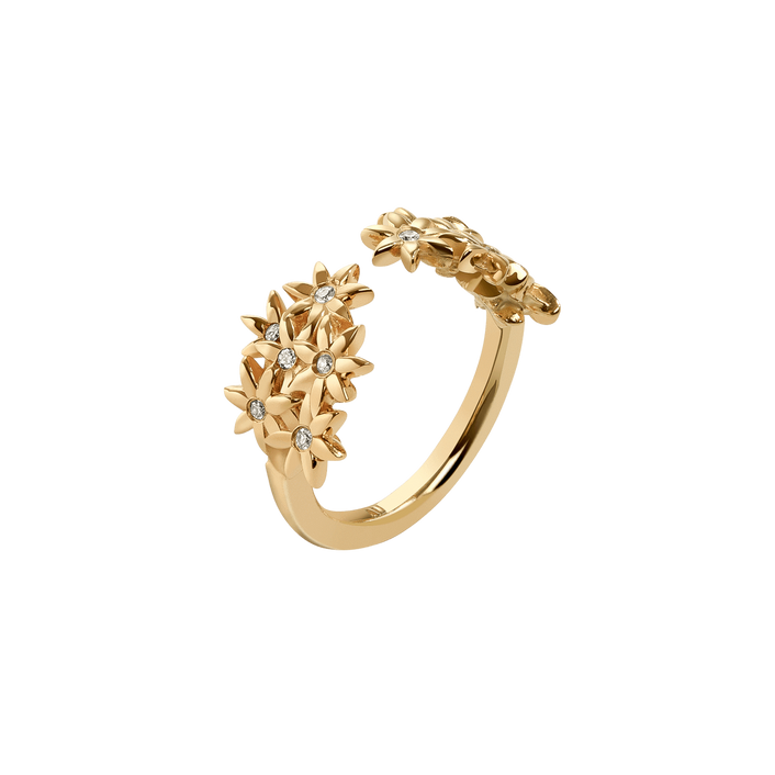 Flower Ring Open with White Diamonds