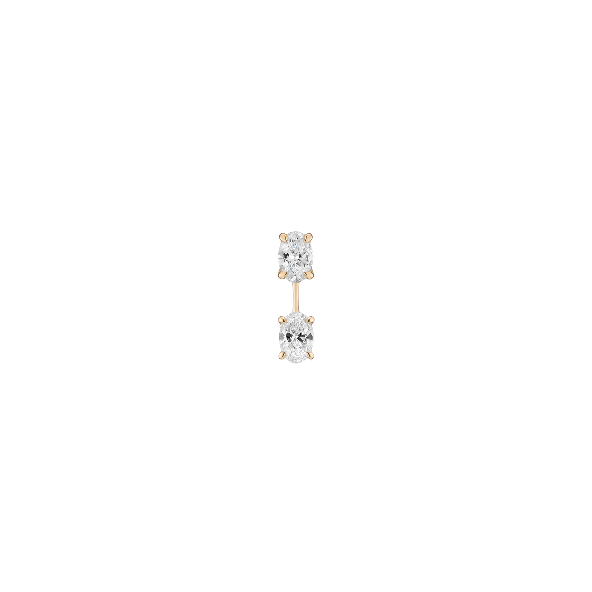 Lab Grown Diamond Ear Jacket 14k Yellow Gold 0.5ct Oval Top 0.5ct Oval Bottom