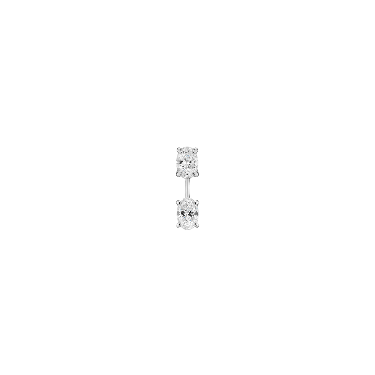 Lab Grown Diamond Ear Jacket 14k White Gold 0.5ct Oval Top 0.5ct Oval Bottom