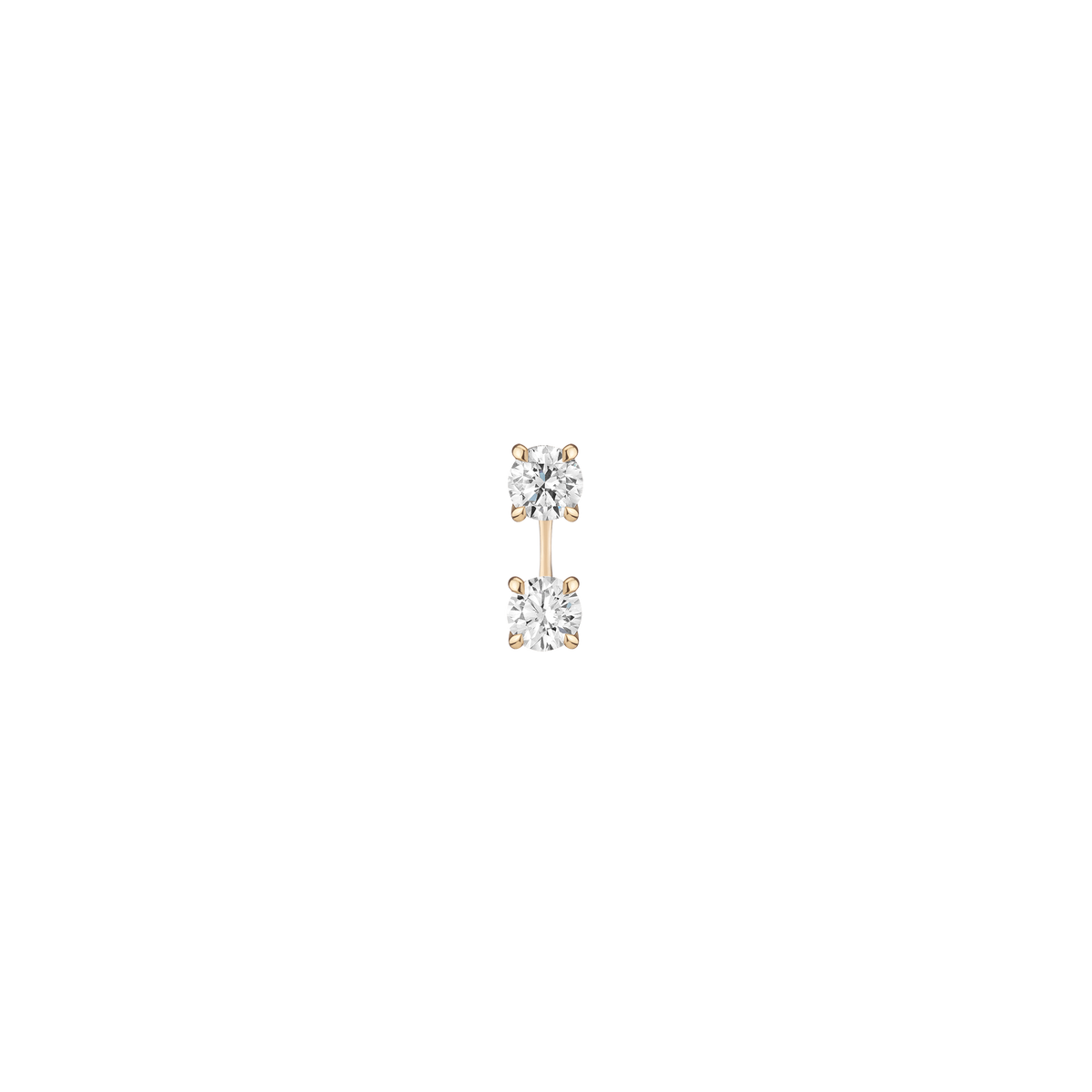 Lab Grown Diamond Ear Jacket 14k Yellow Gold 0.5ct Round Top 0.5ct Round Bottom