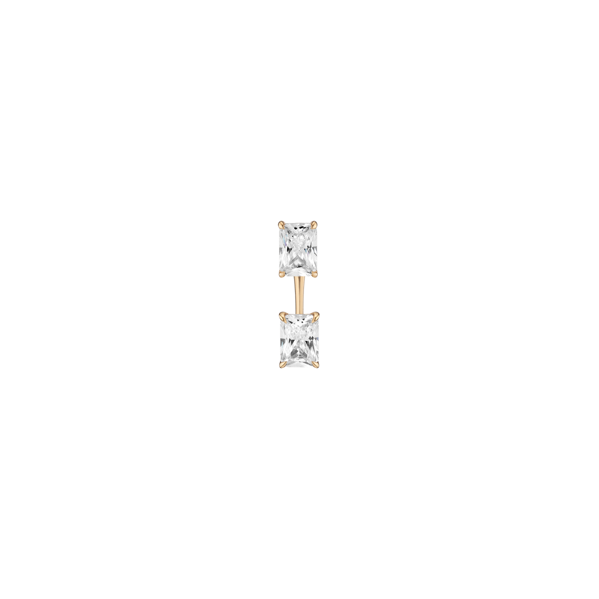 Lab Grown Diamond Ear Jacket 14k Yellow Gold 1.5ct Emerald Top 1.5ct Emerald Bottom