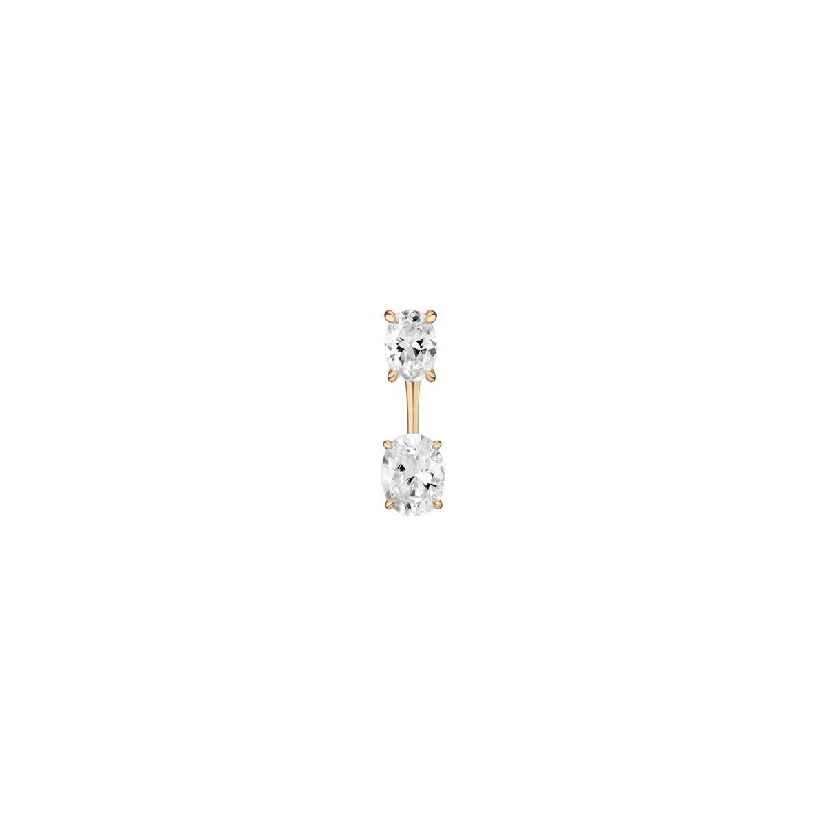 Lab Grown Diamond Ear Jacket 14k Yellow Gold 1ct Oval Top 1ct Oval Bottom