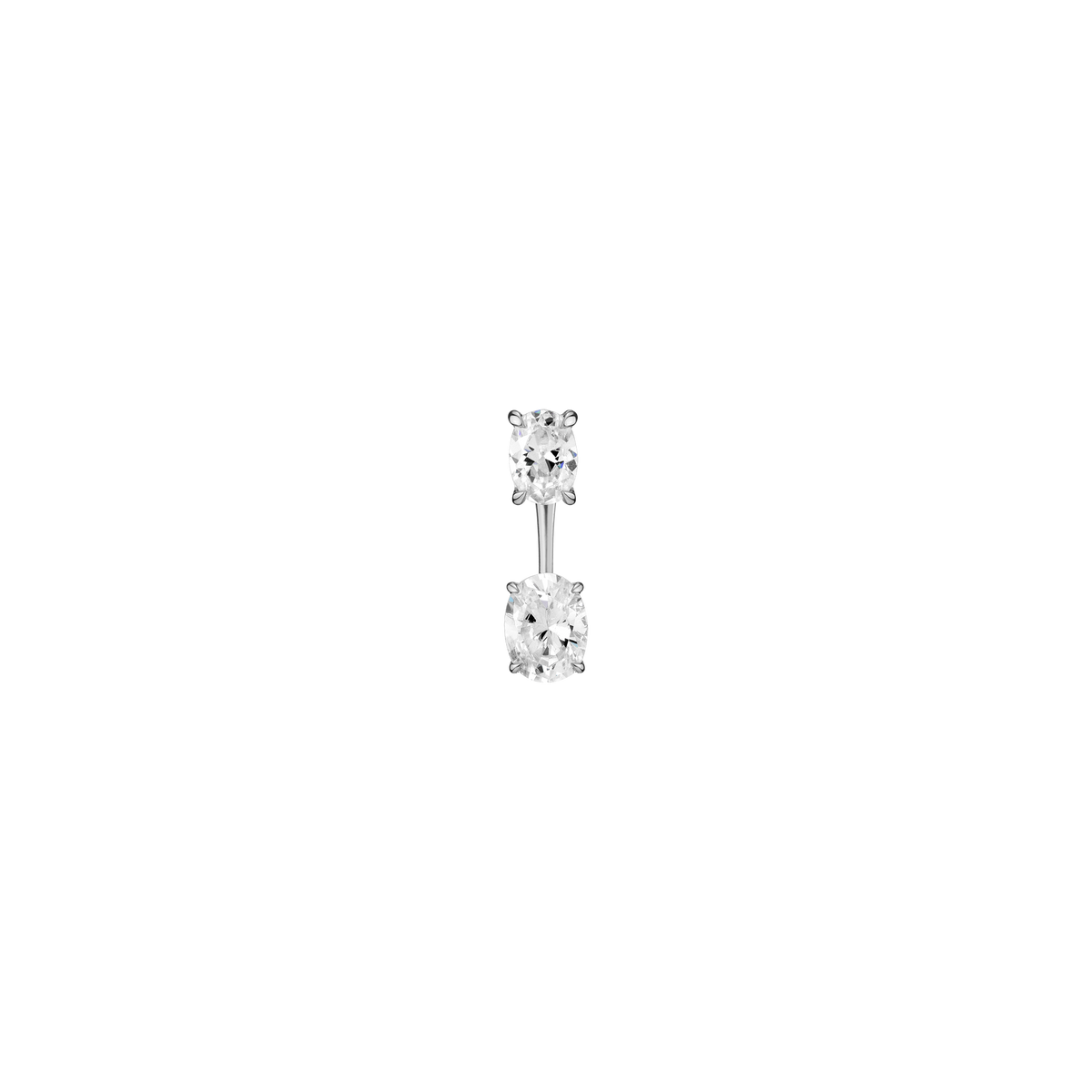 Lab Grown Diamond Ear Jacket 14k White Gold 1ct Oval Top 1ct Oval Bottom