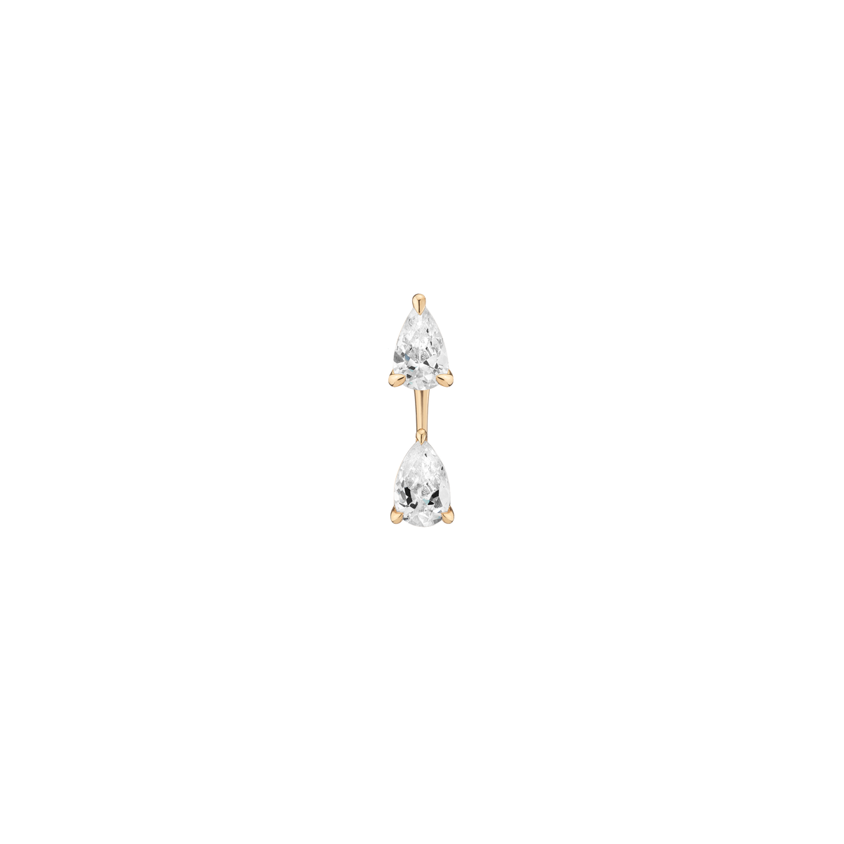 Lab Grown Diamond Ear Jacket 14k Yellow Gold 1ct Pear Top 1ct Pear Bottom