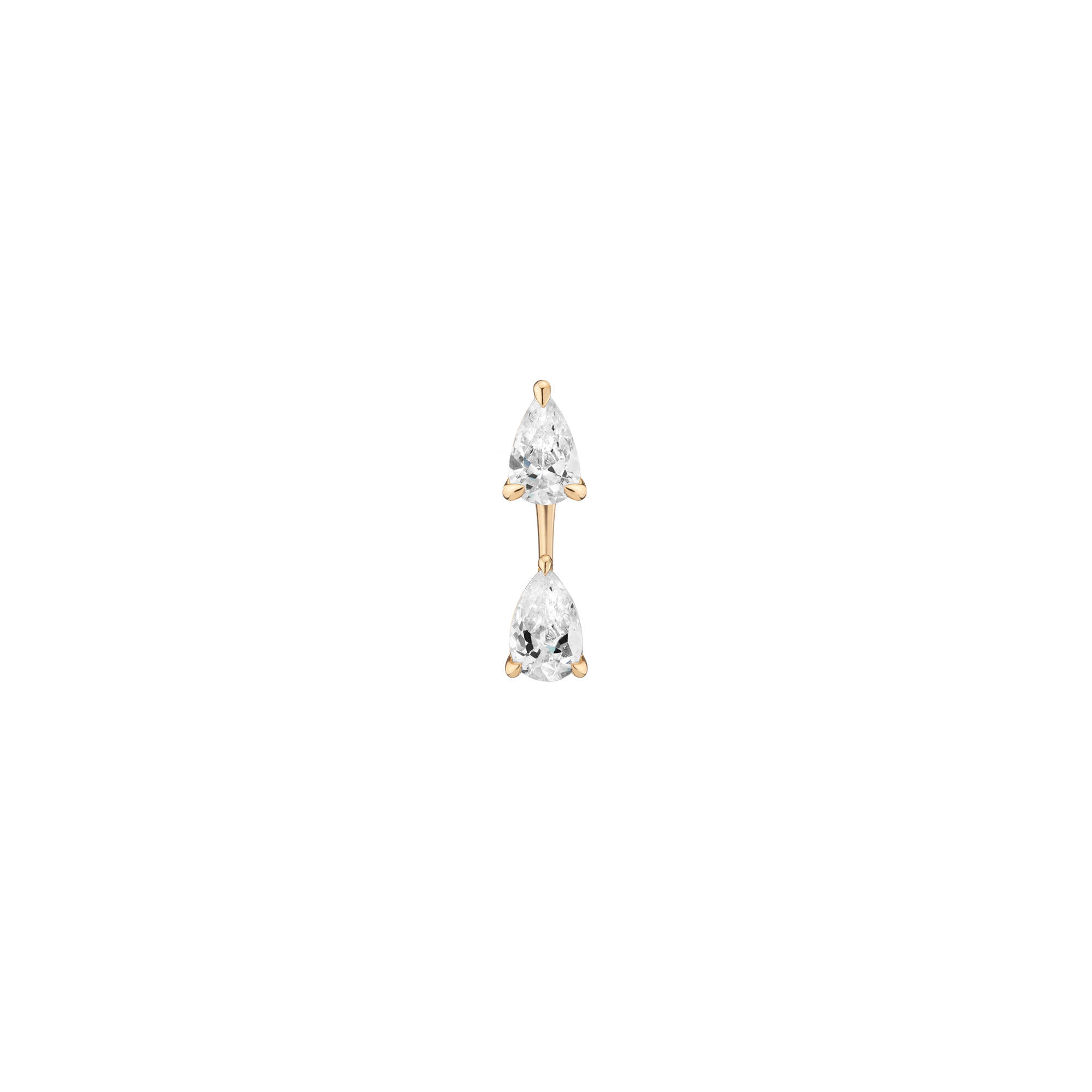 Lab Grown Diamond Ear Jacket 14k Yellow Gold 1ct Pear Top 1ct Pear Bottom