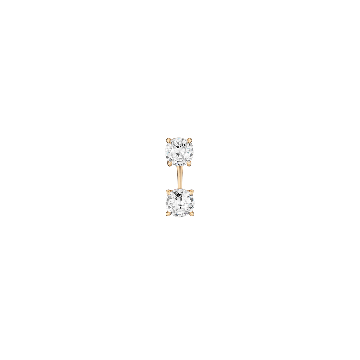 Lab Grown Diamond Ear Jacket 14k Yellow Gold 1ct Round Top 1ct Round Bottom First