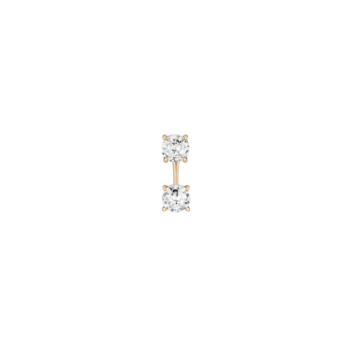 Lab Grown Diamond Ear Jacket 14k Yellow Gold 1ct Round Top 1ct Round Bottom First