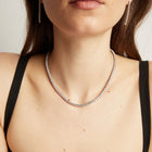 Stainless Steel Lab Grown White Sapphire Tennis Necklace