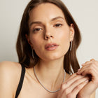 Stainless Steel Lab Grown White Sapphire Tennis Earrings