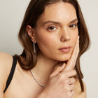 Stainless Steel Lab Grown White Sapphire Tennis Earrings