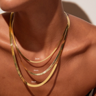 Solid Gold Herringbone Chain Necklace
