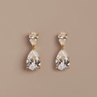 Lab Grown White Sapphire Pear Drop Earrings