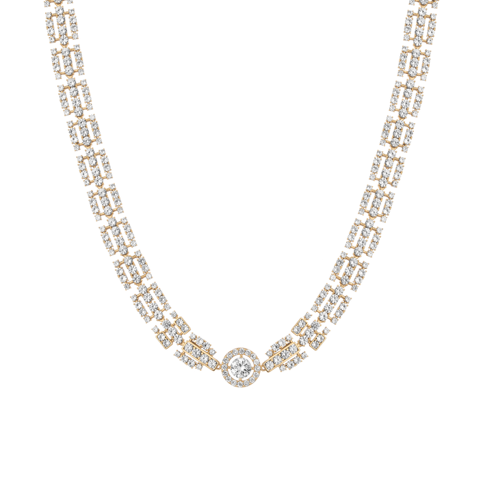 Lab Grown White Sapphire Three Layered Tennis Necklace Vermeil Yellow Gold 15in First
