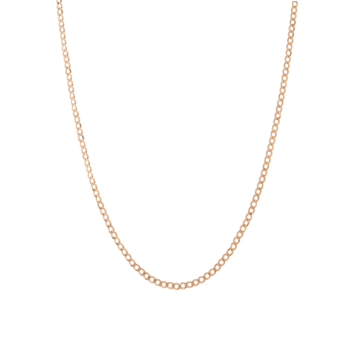 Medium Gold Curb Chain Necklace Vermeil 14K Rose Gold 18in 22in First