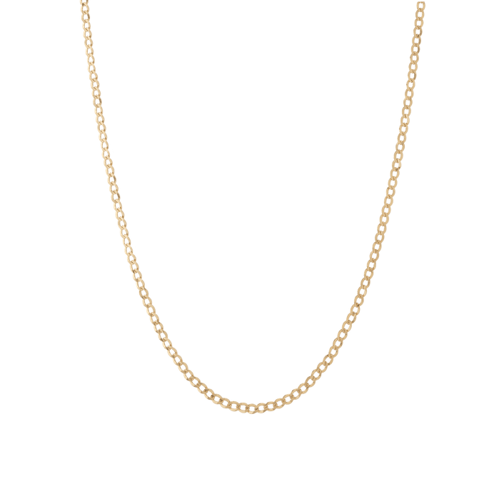 Medium Gold Curb Chain Necklace Vermeil 14K Yellow Gold 18in 22in First