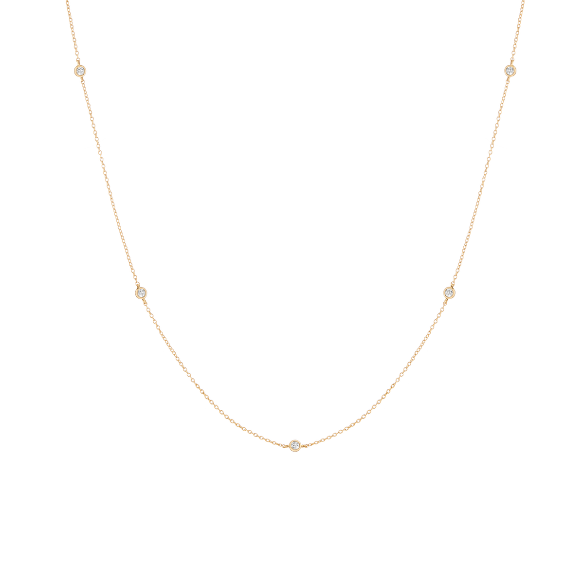 Lab Grown Diamond Station Necklace 14k Yellow Gold 16in 18in First