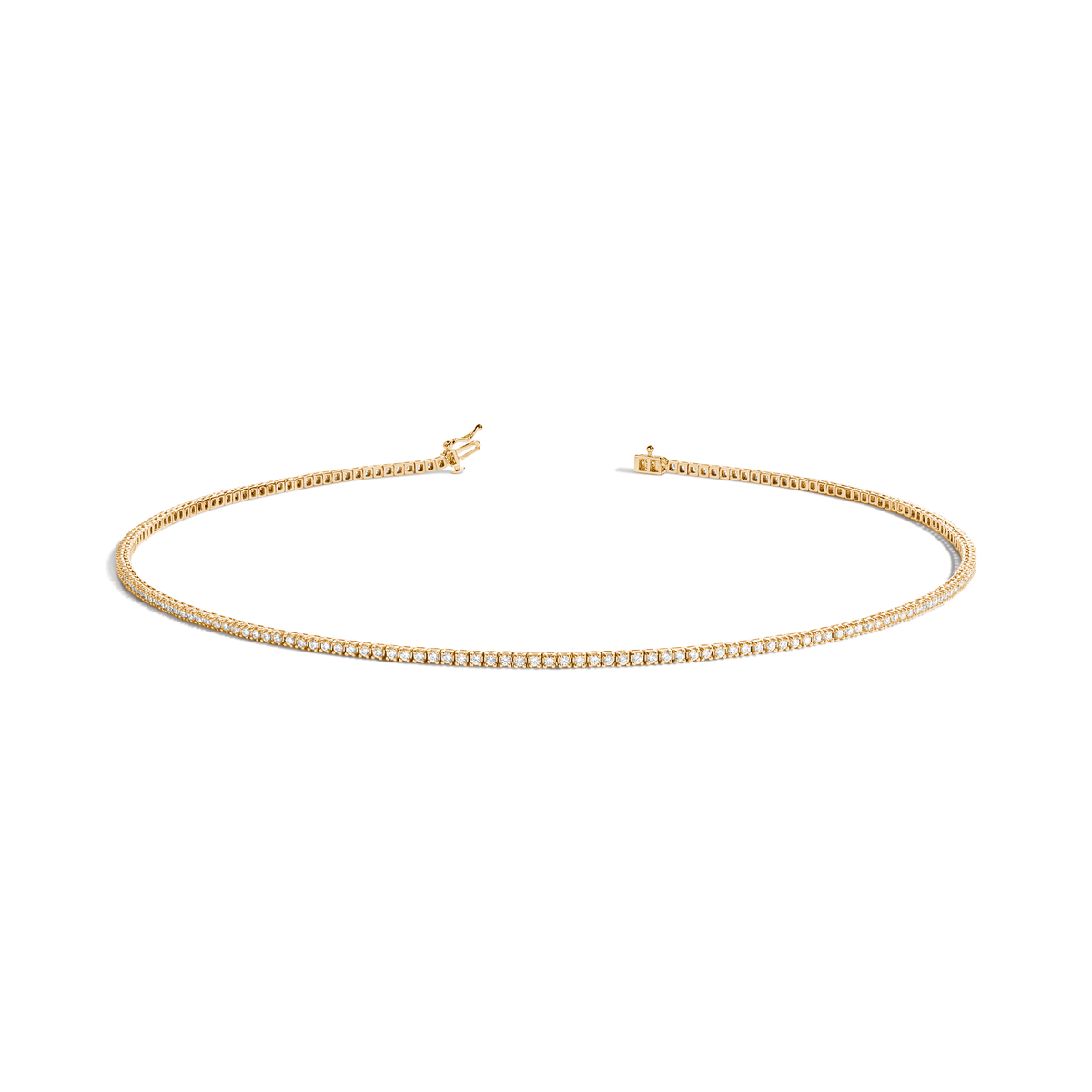 Dazzling Diamond Tennis Necklace 14k 18k Yellow Gold 15.5in 16in 3ct (Medium)
