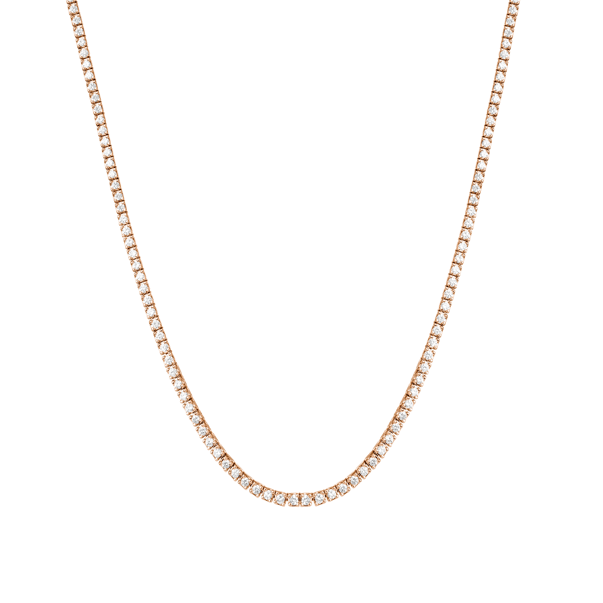 Dazzling Diamond Tennis Necklace 14k 18k Rose Gold 15.5in 16in 3ct (Medium)