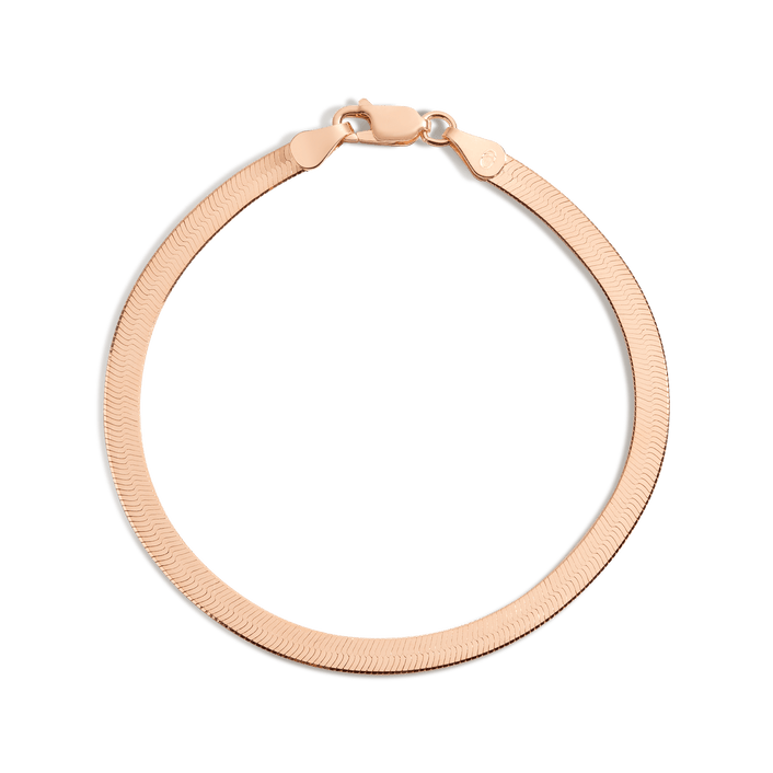 Gold Herringbone Chain Bracelet Vermeil Rose Gold 4mm 6.5in 7in 7.5in First