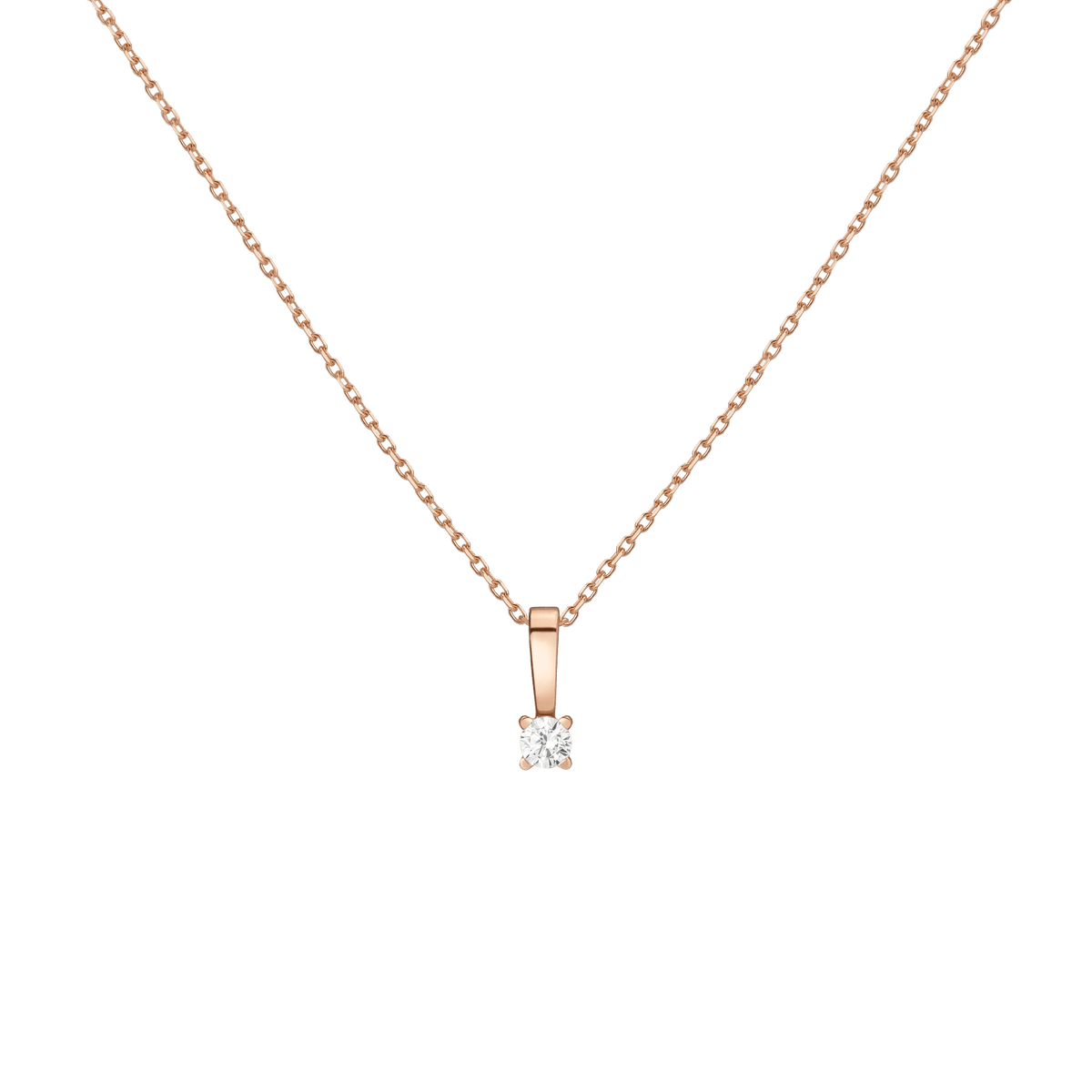 Diamond Solitaire Pendant 14k Rose Gold 0.25ct Lab-grown Natural