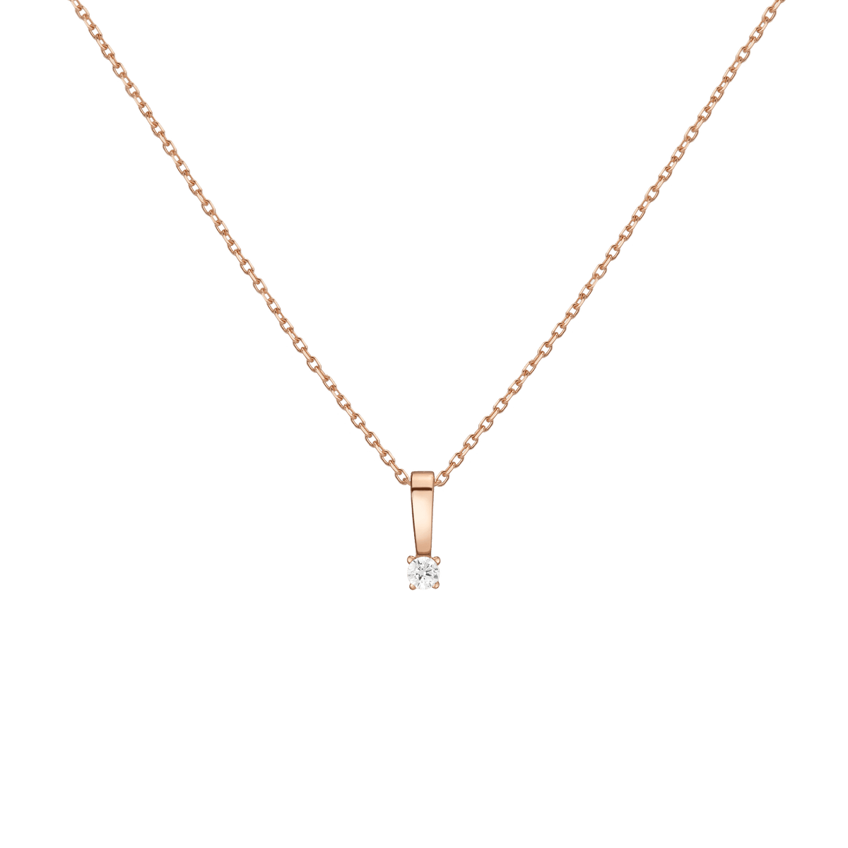 Diamond Solitaire Pendant 14k Rose Gold 0.12ct Lab-grown Natural
