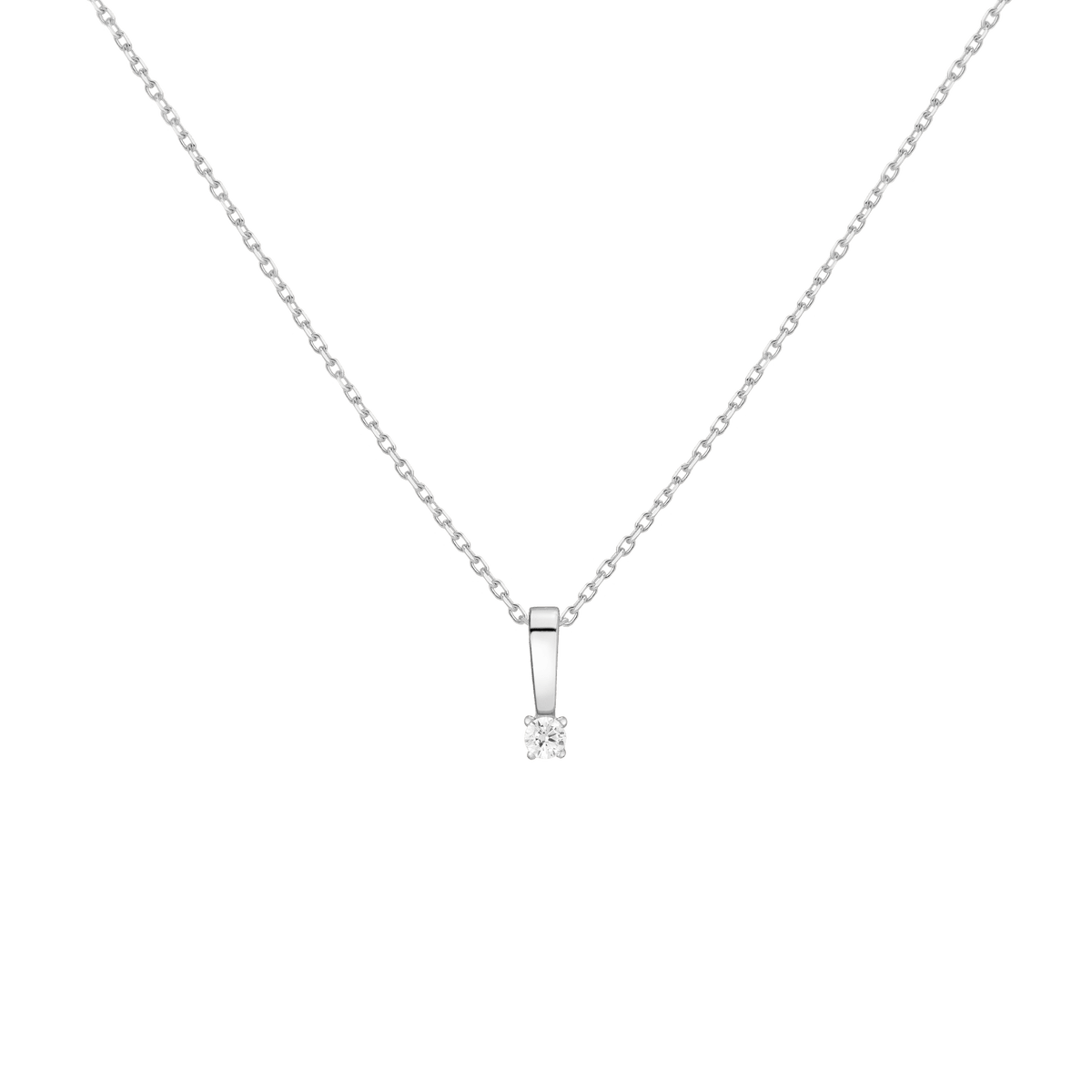 Diamond Solitaire Pendant 14k White Gold 0.12ct Lab-grown Natural