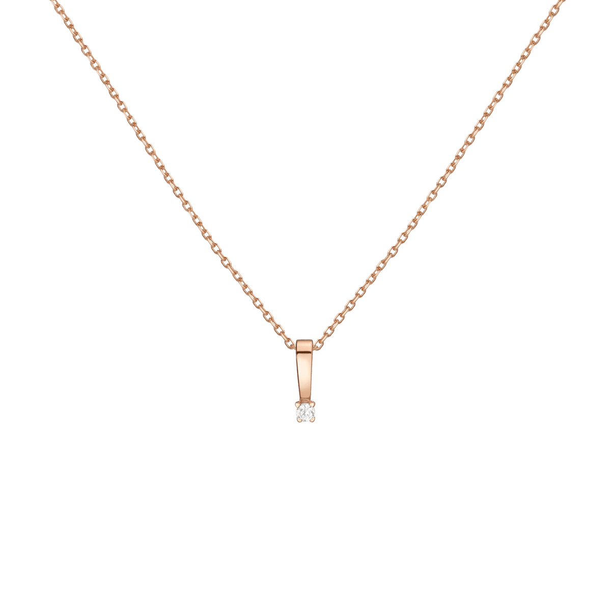 Diamond Solitaire Pendant 14k Rose Gold 0.06ct Lab-grown Natural