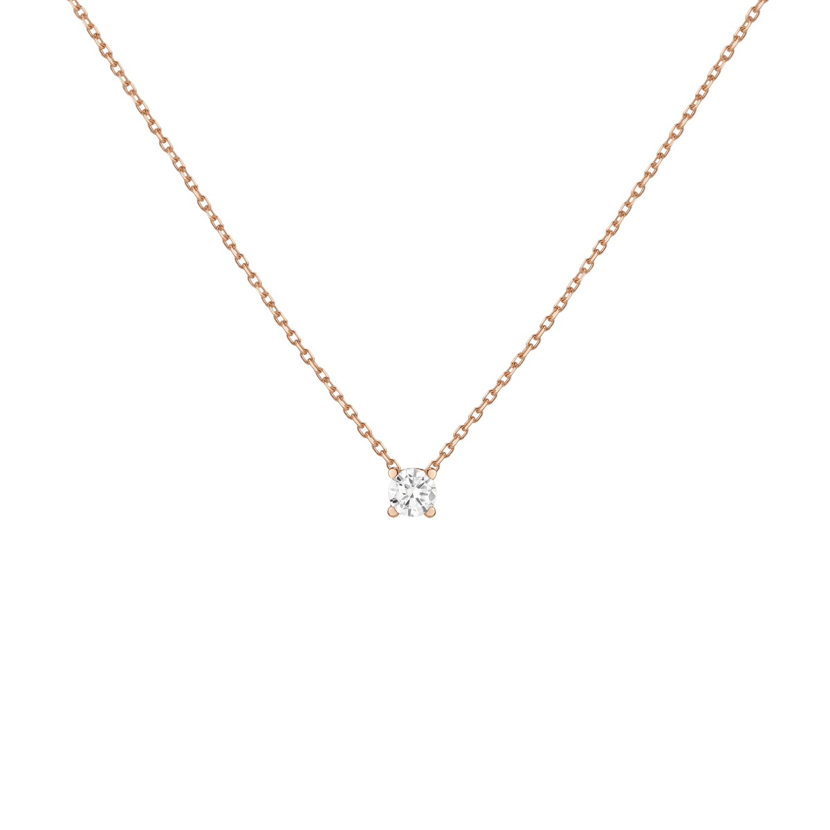 Diamond Solitaire Necklace 14k Rose Gold 0.50ct Lab-grown Natural First