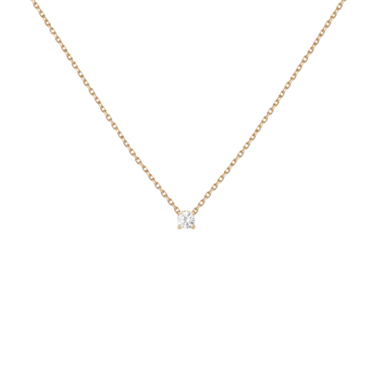 Diamond Solitaire Necklace 14k Yellow Gold Lab-grown Natural 0.25ct