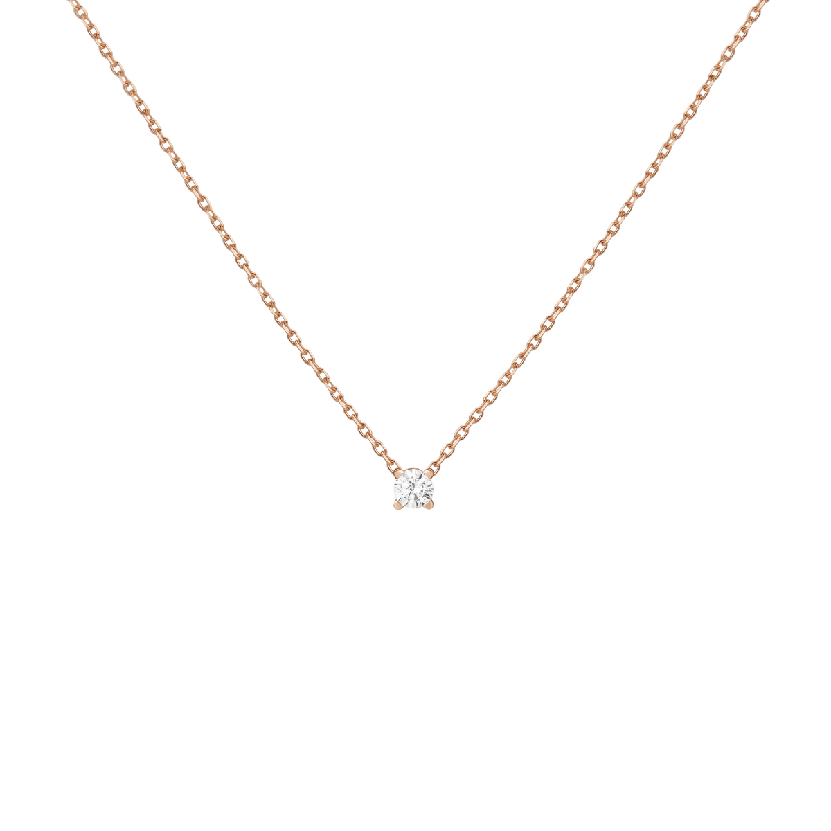 Diamond Solitaire Necklace 14k Rose Gold Lab-grown Natural 0.25ct
