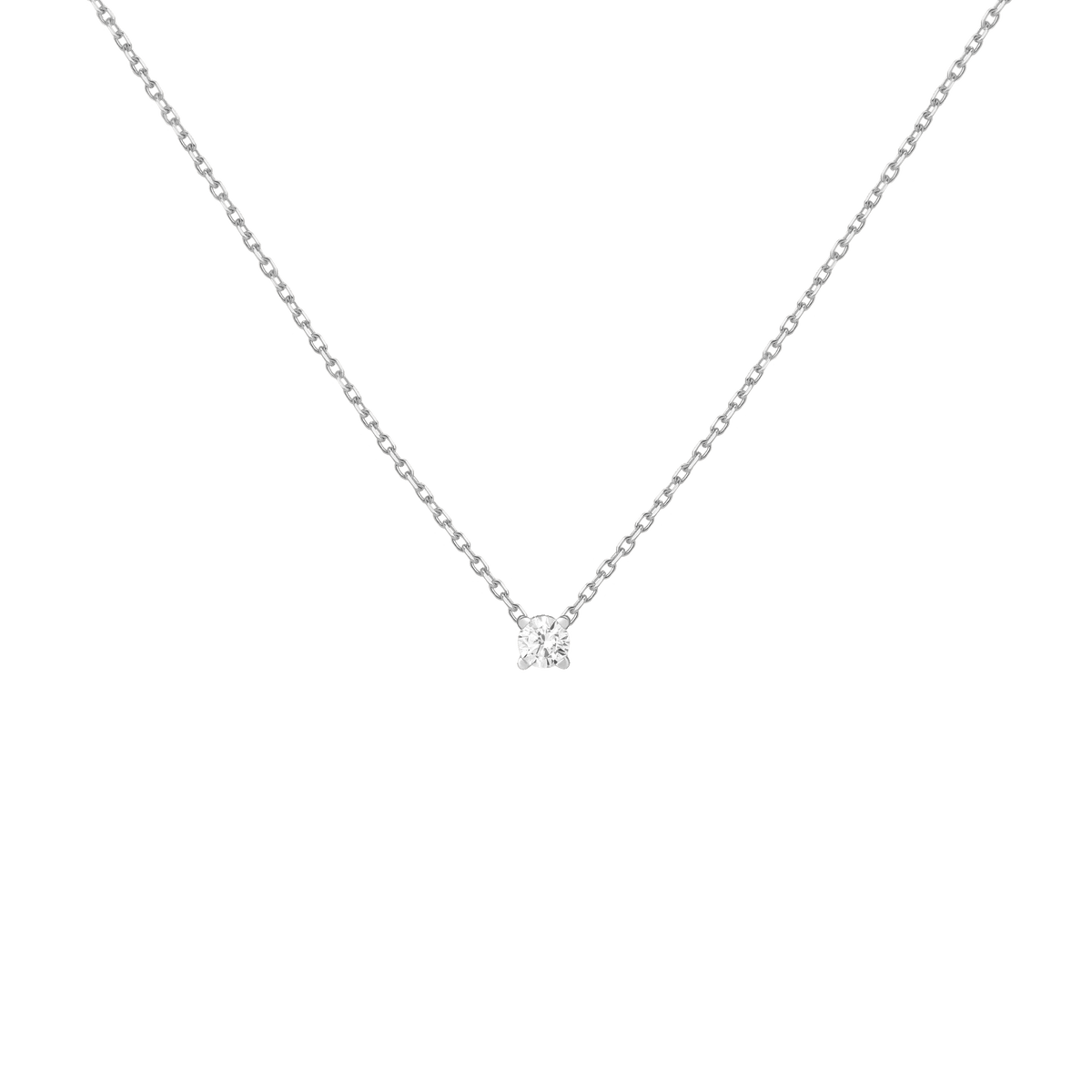 Diamond Solitaire Necklace 14k White Gold Lab-grown Natural 0.25ct