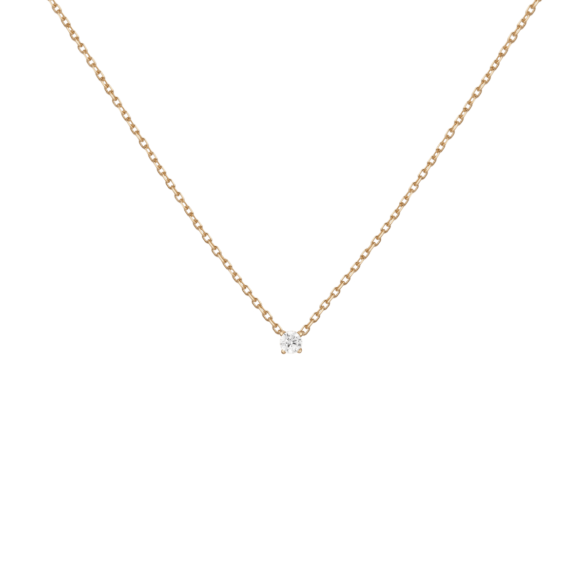 Diamond Solitaire Necklace 14k Yellow Gold Lab-grown Natural 0.12ct