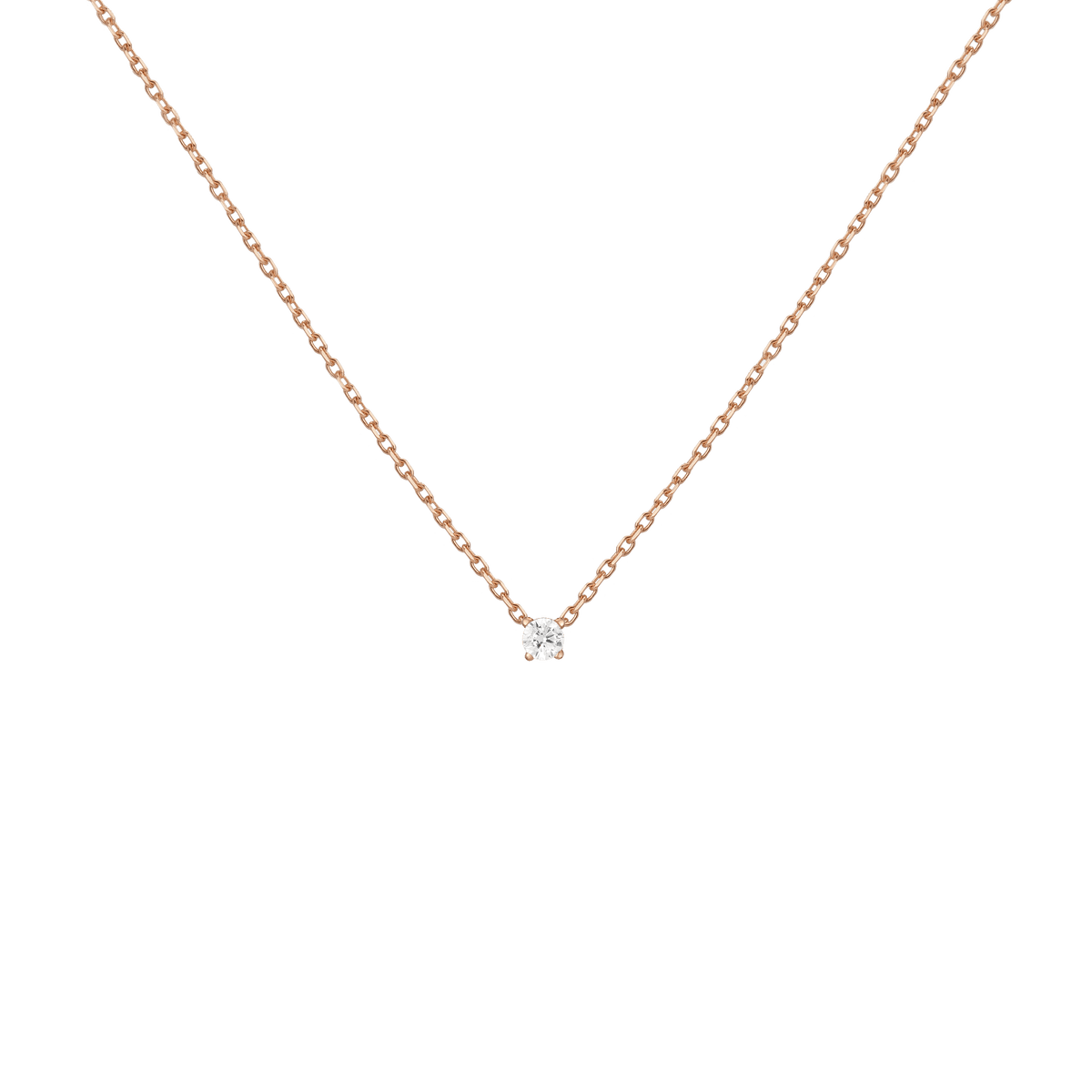 Diamond Solitaire Necklace 14k Rose Gold Lab-grown Natural 0.12ct