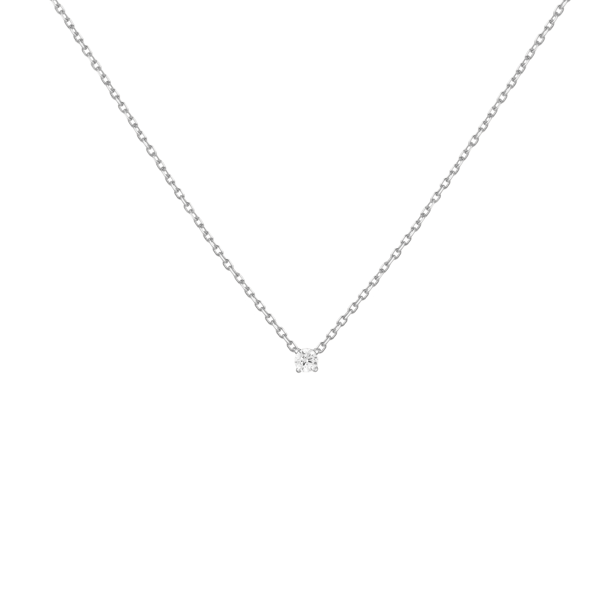 Diamond Solitaire Necklace 14k White Gold Lab-grown Natural 0.12ct