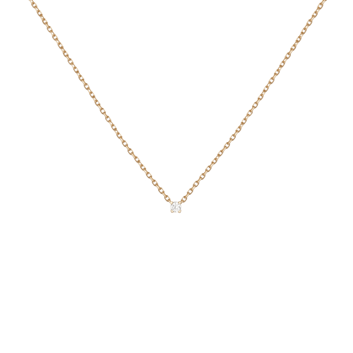 Diamond Solitaire Necklace 14k Yellow Gold Lab-grown Natural 0.06ct
