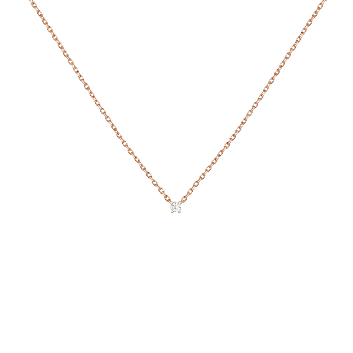 Diamond Solitaire Necklace 14k Rose Gold Lab-grown Natural 0.06ct