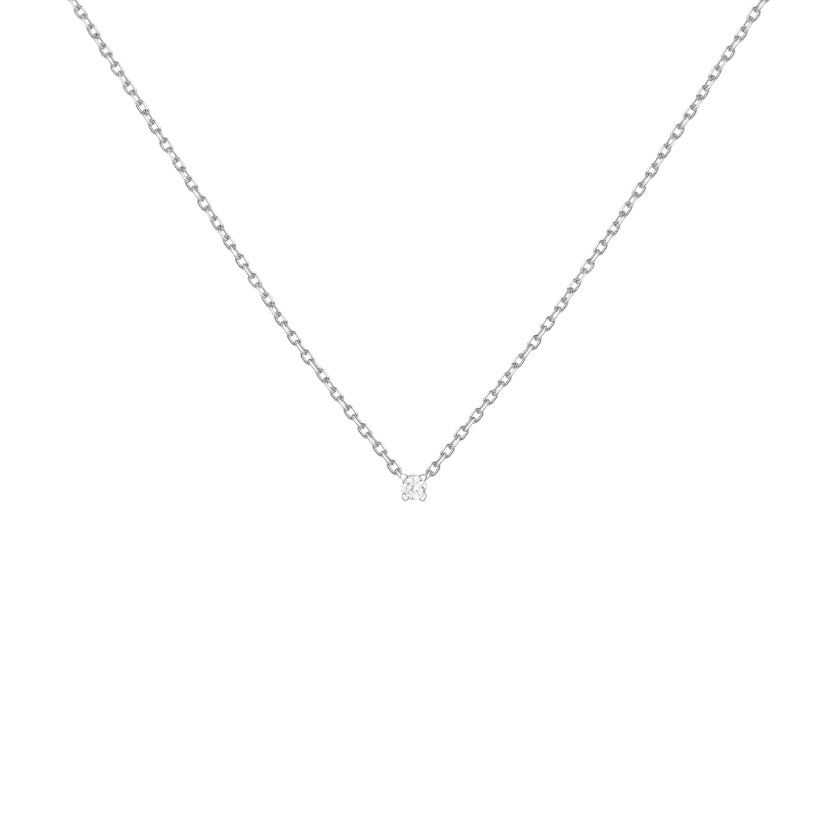 Diamond Solitaire Necklace 14k White Gold Lab-grown Natural 0.06ct