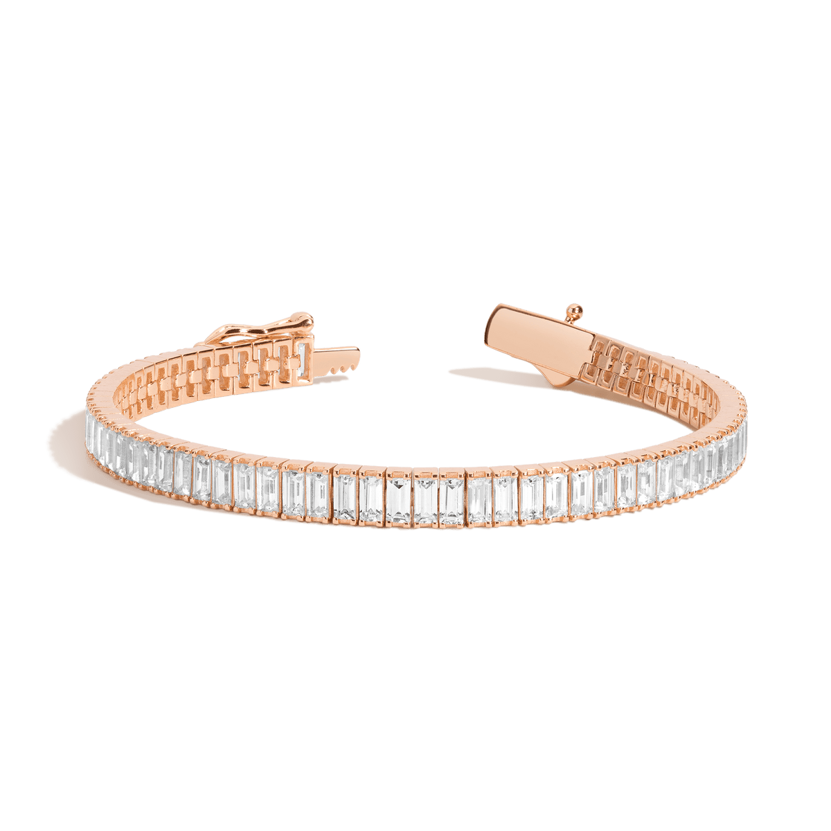 Lab Grown White Sapphire Baguette Tennis Bracelet